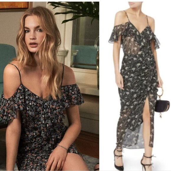 Veronica Beard Dresses & Skirts - NWT Veronica Beard | Marilyn Cold Shoulder Ruffle Midi Dress